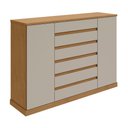 Ver imagem 3 de Cômoda 2 Portas 7 Gavetas com Chave e Prateleiras Vedra Bege Amêndoa Clean/Off White
