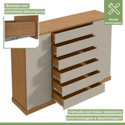 Cômoda 2 Portas 7 Gavetas 3 Prateleiras Vedra - 7 Cômoda 2 Portas 7 Gavetas 3 Prateleiras Vedra - 7