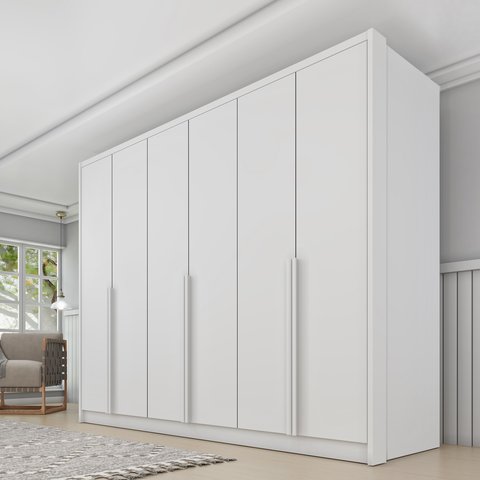 Guarda Roupa Casal 100% MDF 6 Portas 6 Gavetas Sol 243cm Yescasa Branco/Neve