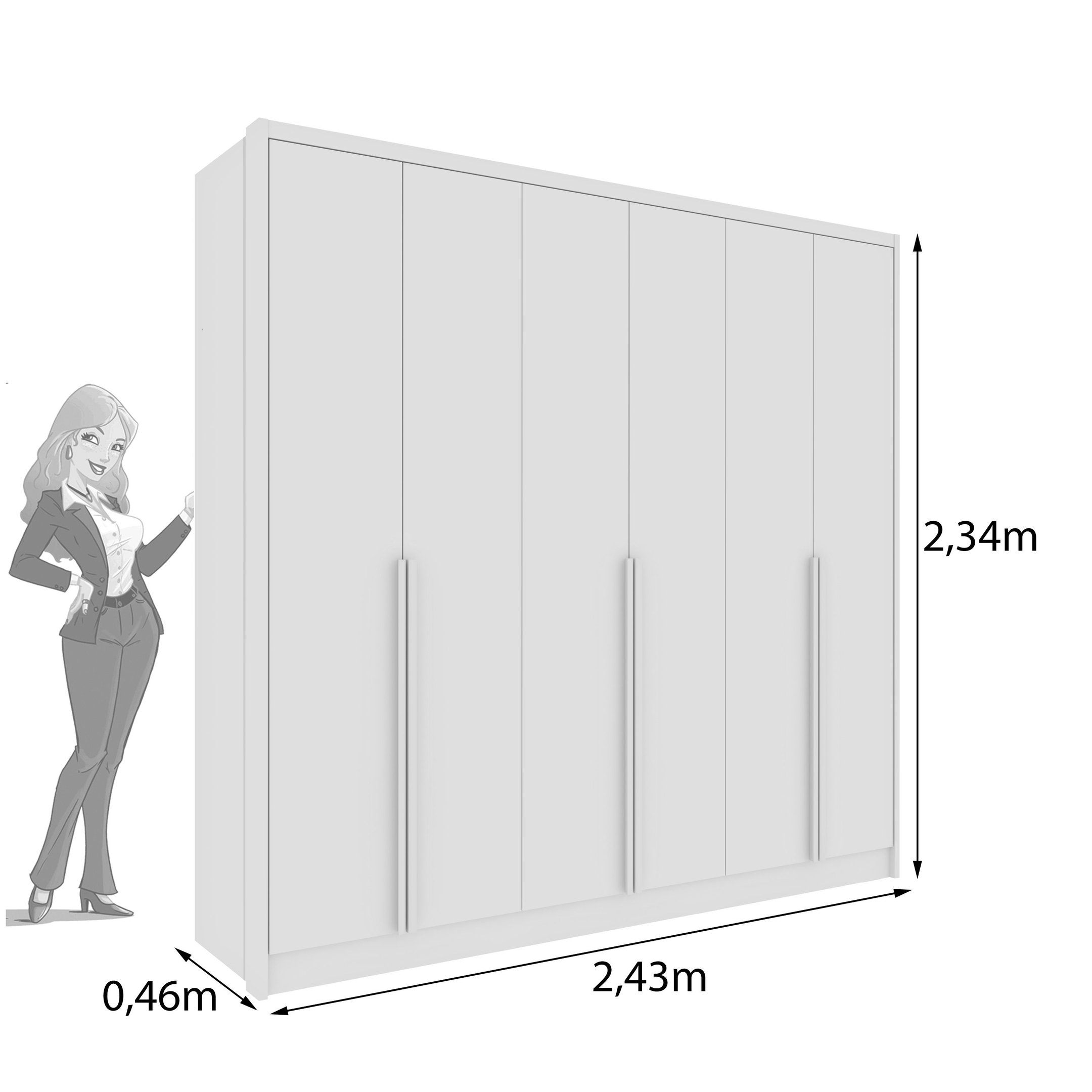 Guarda Roupa Casal 6 Portas 6 Gavetas Sol 243cm Espresso Móveis  - 11
