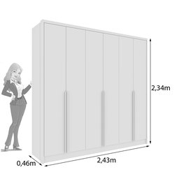Guarda Roupa Casal 6 Portas 6 Gavetas Sol 243cm Espresso Móveis  - 3