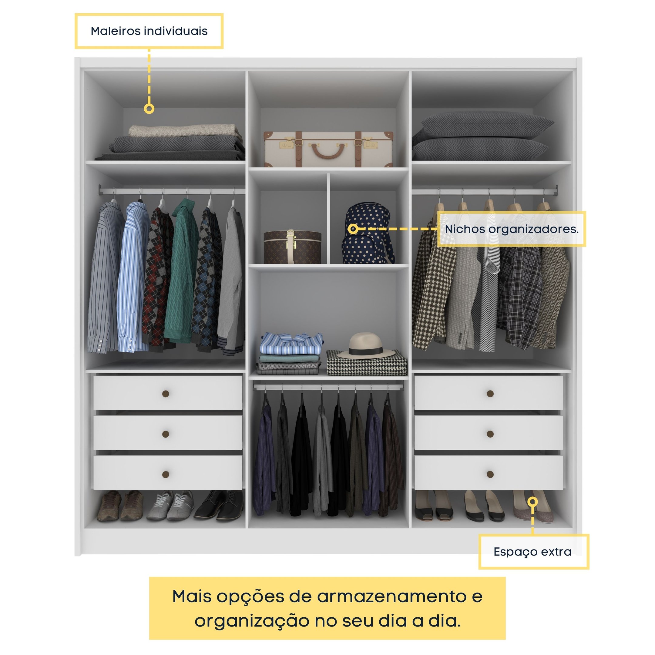Guarda Roupa Casal 6 Portas 6 Gavetas Sol 243cm Espresso Móveis  - 6
