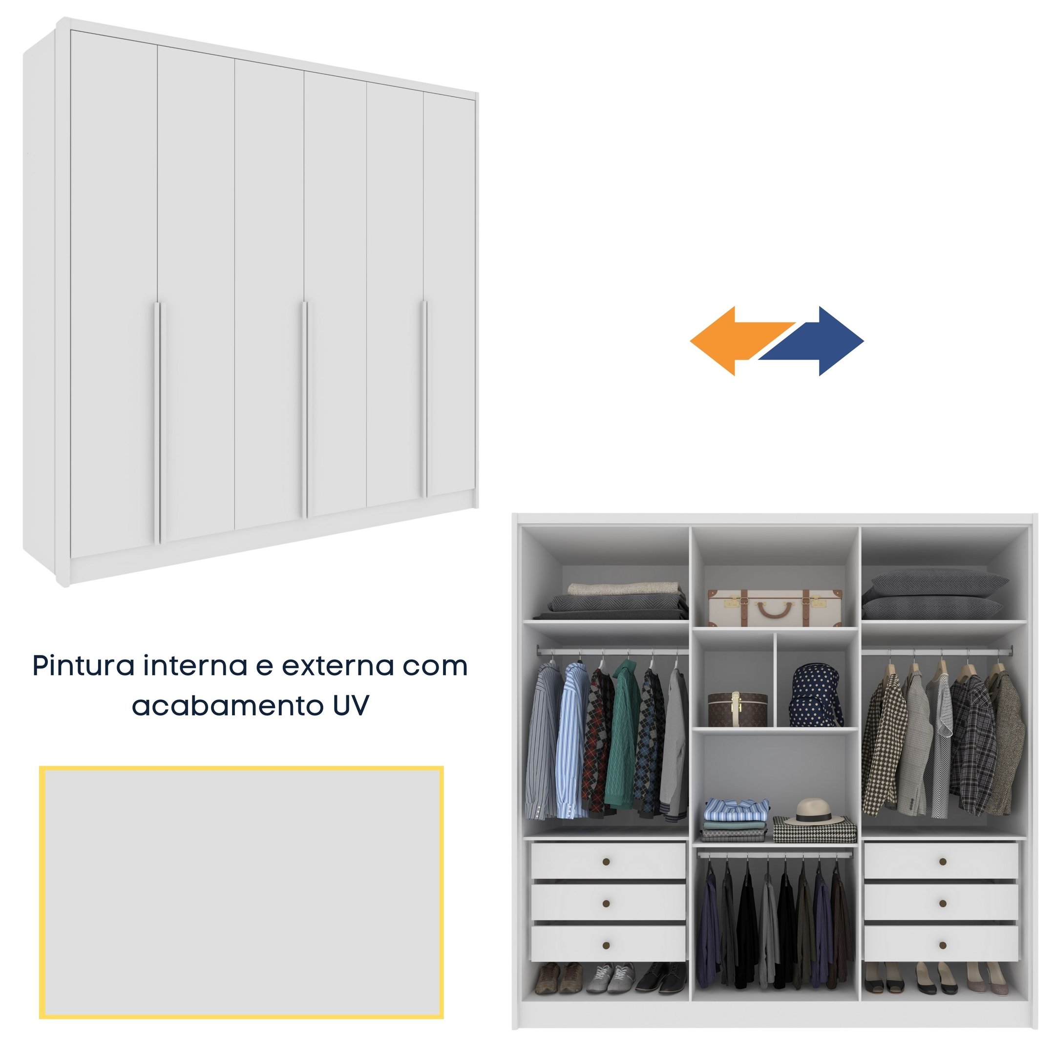 Guarda Roupa Casal 6 Portas 6 Gavetas Sol 243cm Espresso Móveis  - 13