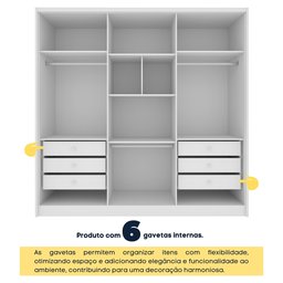 Guarda Roupa Casal 6 Portas 6 Gavetas Sol 243cm Espresso Móveis  - 4