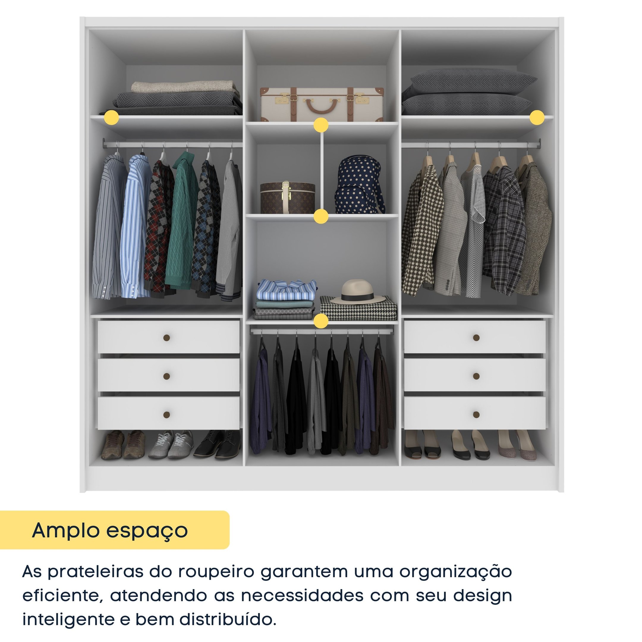 Guarda Roupa Casal 6 Portas 6 Gavetas Sol 243cm Espresso Móveis  - 8