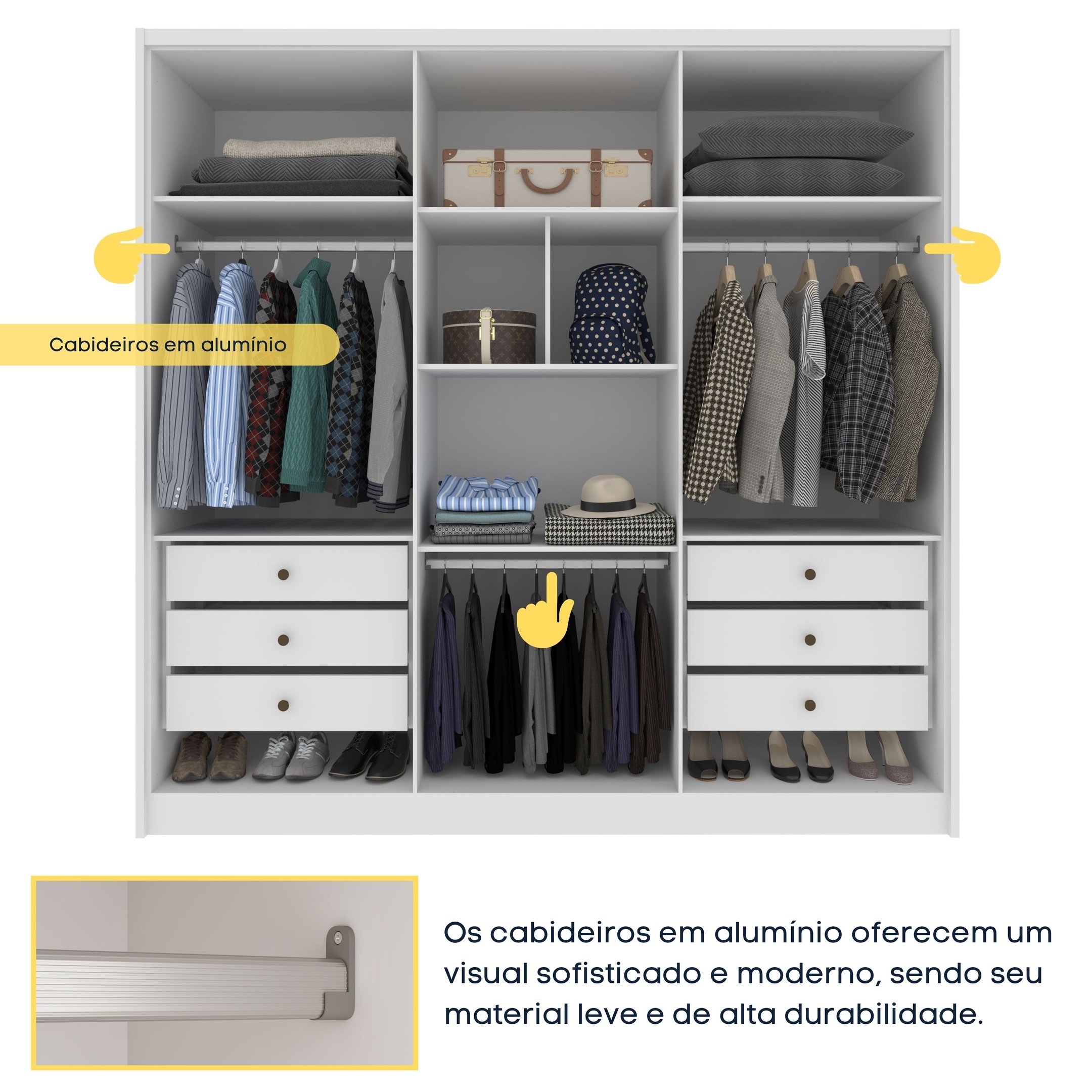 Guarda Roupa Casal 6 Portas 6 Gavetas Sol 243cm Espresso Móveis  - 7