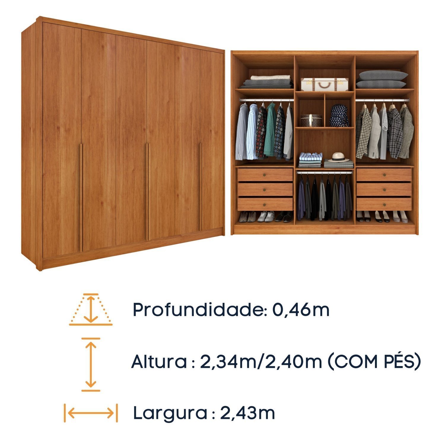 Guarda Roupa Casal 6 Portas 6 Gavetas Sol Espresso Móveis - 8