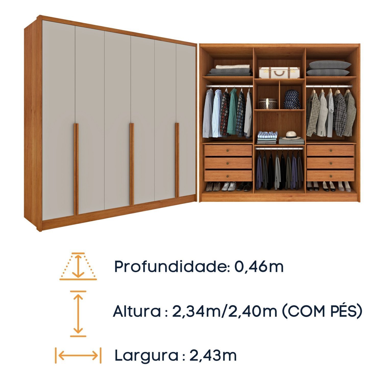 Guarda Roupa Casal 6 Portas 6 Gavetas Sol Espresso Móveis - 9