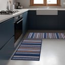 Ver imagem 2 de Kit 3 Peças Tapete Cozinha Passadeira Antiderrapante Domani:Tracado 20 Azul/3 Peças