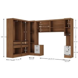 Guarda-roupa Modulado Viena 10 Portas 8 Gavetas 7 Peças Espresso Móveis - 4