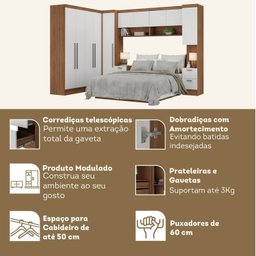 Guarda-roupa Modulado Viena 10 Portas 8 Gavetas 7 Peças Espresso Móveis - 5