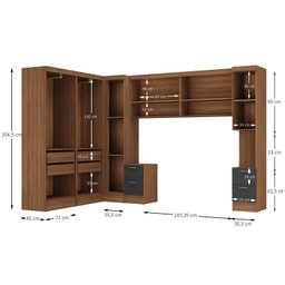 Guarda-roupa Modulado Viena 10 Portas 8 Gavetas 7 Peças Espresso Móveis - 3