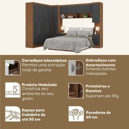 Guarda-roupa Modulado Viena 10 Portas 8 Gavetas 7 Peças Espresso Móveis - 4