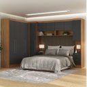 Ver imagem 1 de Guarda-Roupa Modulado 10 Portas 8 Gavetas 7 Peças Viena Yescasa Cinza/Nogal/Grafite