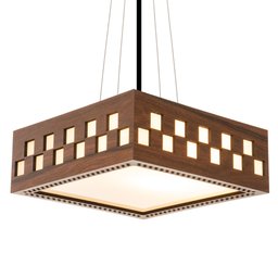 Luminária Decorativa Madeira Pendente Enseada Quad 45cm:Pau Ferro - 5