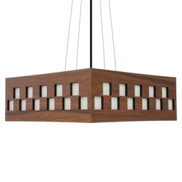 Luminária Decorativa Madeira Pendente Enseada Quad 45cm:Pau Ferro - 4