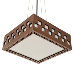 Luminária Decorativa Madeira Pendente Enseada Quad 45cm:Pau Ferro - 7