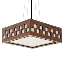 Luminária Decorativa Madeira Pendente Enseada Quad 45cm:Pau Ferro - 8