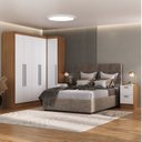 Ver imagem 1 de Conjunto de Guarda-Roupa Modulado Viena 5 Portas 8 Gavetas 5 Peças Yescasa Branco/Nogal