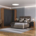 Ver imagem 1 de Conjunto de Guarda-Roupa Modulado Viena 5 Portas 8 Gavetas 5 Peças Yescasa Cinza/Nogal/Grafite