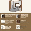 Ver imagem 4 de Conjunto de Guarda-Roupa Modulado 6 Portas 6 Gavetas 4 Peças Viena Yescasa Branco/Nogal