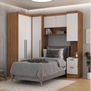 Ver imagem 1 de Conjunto de Guarda-Roupa Modulado 6 Portas 6 Gavetas 4 Peças Viena Yescasa Branco/Nogal