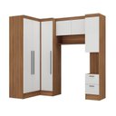 Ver imagem 2 de Conjunto de Guarda-Roupa Modulado 6 Portas 6 Gavetas 4 Peças Viena Yescasa Branco/Nogal