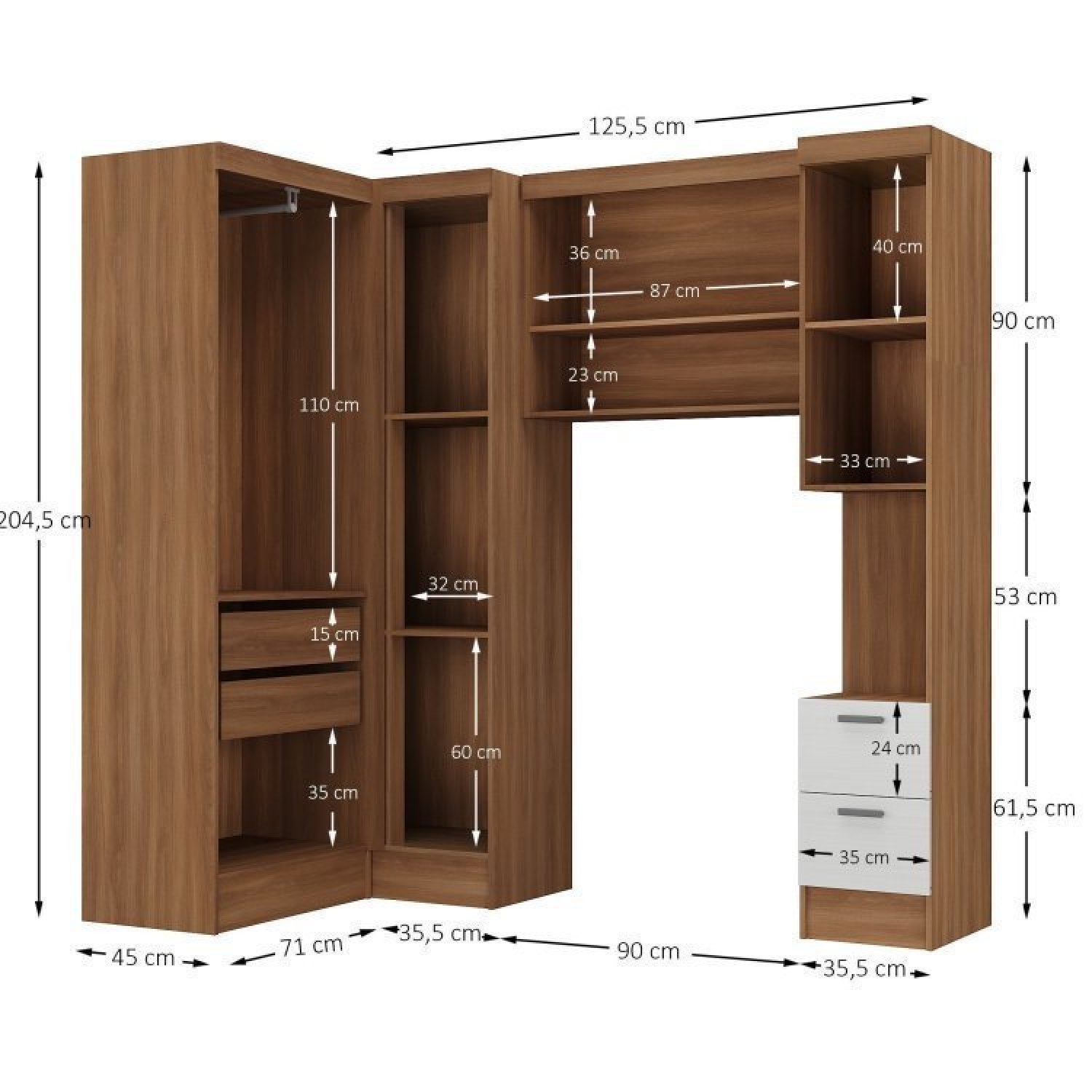 Guarda-roupa Modulado Viena 6 Portas 6 Gavetas 4 Peças Espresso Móveis - 3