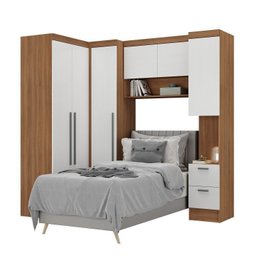 Conjunto de Guarda-Roupa Modulado 6 Portas 6 Gavetas 4 Peças Viena Yescasa Branco/Nogal - 6 Conjunto de Guarda-Roupa Modulado 6 Portas 6 Gavetas 4 Peças Viena Yescasa Branco/Nogal - 6
