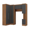 Ver imagem 2 de Conjunto de Guarda-Roupa Modulado 6 Portas 6 Gavetas Viena Yescasa Cinza/Nogal/Grafite