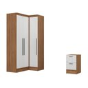 Ver imagem 2 de Conjunto de Guarda-Roupa Modulado 3 Peças 3 Portas 4 Gavetas Viena Yescasa Branco/Noga