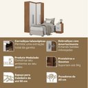 Ver imagem 4 de Conjunto de Guarda-Roupa Modulado 3 Peças 3 Portas 4 Gavetas Viena Yescasa Branco/Noga