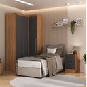 Ver imagem 1 de Conjunto de Guarda-Roupa Modulado 3 Peças 3 Portas 4 Gavetas Viena Yescasa Cinza/Nogal/Grafite