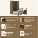 Ver imagem 4 de Conjunto de Guarda-Roupa Modulado 3 Peças 3 Portas 4 Gavetas Viena Yescasa Cinza/Nogal/Grafite