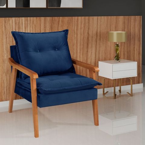 Poltronas Decorativa Munique Evidence Suede Azul Marinho