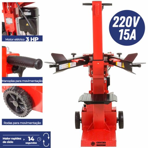 Rachador De Lenhas Kawashima Elétrico RL31250E 220V 3HP 15A Para Toras de 1,2m de Altura