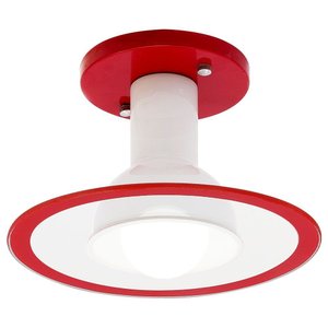 Luminária de Teto Plafon de Sobrepor Redondo P/ 01 Lâmpada E27 em Vidro:vermelho