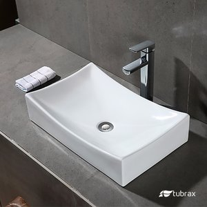 Cuba Banheiro Lavabo Em Cerâmica Louça Branca Retangular Tubrax