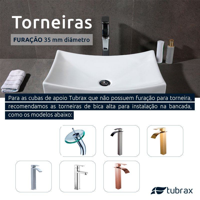 Cuba Banheiro Lavabo Em Cerâmica Louça Branca Retangular Tubrax - 6
