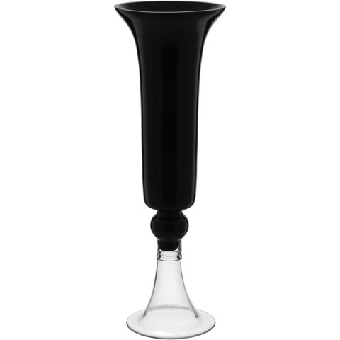 Vaso Decorativo de Vidro Preto 50x16x16cm Enfeite Sala Mesa Estante Aparador