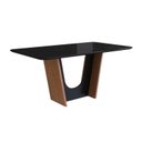 Ver imagem 1 de Mesa para Sala de Jantar 160x90cm com Vidro Lapidado Marrom/Canela/Preto