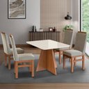 Ver imagem 1 de Conjunto Sala de Jantar Mesa 90x120cm Tampo Vidro com 4 Cadeiras Madeira Maciça