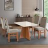 Conjunto Sala de Jantar Mesa 90x120cm Tampo Vidro com 4 Cadeiras Madeira Maciça - 1