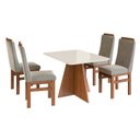 Ver imagem 2 de Conjunto Sala de Jantar Mesa 90x120cm Tampo Vidro com 4 Cadeiras Madeira Maciça