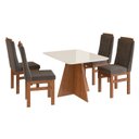 Ver imagem 2 de Conjunto Sala de Jantar Mesa 90x120cm Tampo Vidro com 4 Cadeiras Madeira Maciça Marrom/Cenela/Off White