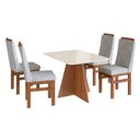 Ver imagem 2 de Conjunto Sala de Jantar Mesa 90x120cm Tampo Vidro com 4 Cadeiras Madeira Maciça Cinza/Canela/Off White