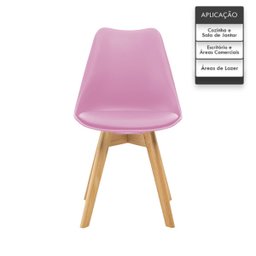 Kit 5 Cadeiras Estofadas Saarinen Wood Pés de Madeira Rosa - 3