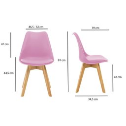 Kit 5 Cadeiras Estofadas Saarinen Wood Pés de Madeira Rosa - 4
