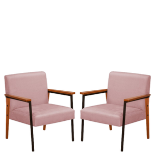 Kit 2 Poltronas Decorativas Fontana para Sala de Estar Aveludada Rose - Mobilia Mobilia