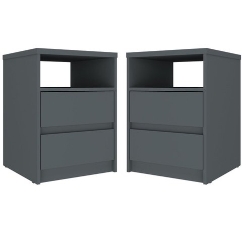 Conjunto com 2 Mesas de Cabeceira MDF Gales Cinza